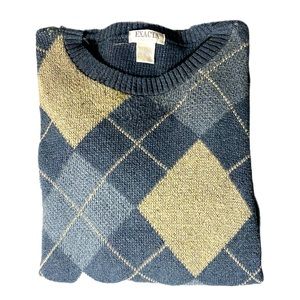 Vintage Exacta Sweater Argyle Diamond Cotton Blend Men’s XL 90s Grandpa USA Made